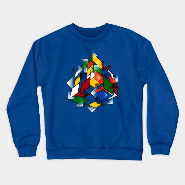 Rubik's Cubism Crewneck Sweatshirt by Droidloot